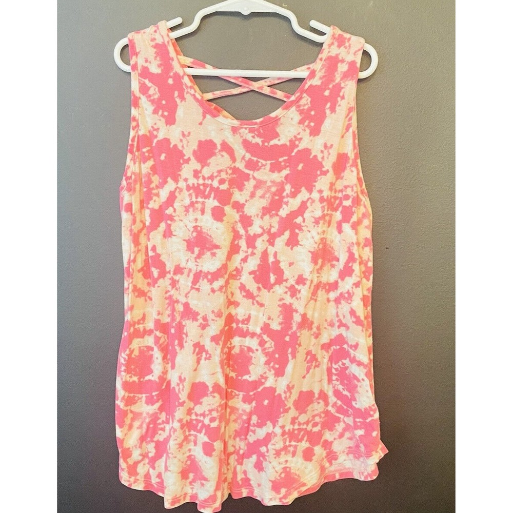 True Craft Pink Tie Dye Loose Tank Youth Large L